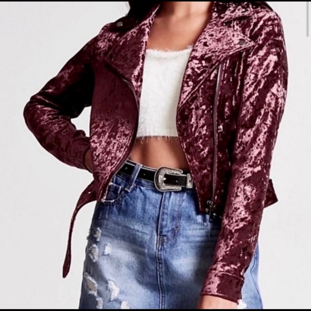 Forever 21 velvet motor style jacket